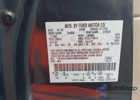 2008 Ford Escape Hybrid из США, поврежденный, VIN 1FMCU59H78KA06641